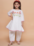 UC Cotton Woven Three Fourth Sleeves Embroidered Kurta & Salwar Set