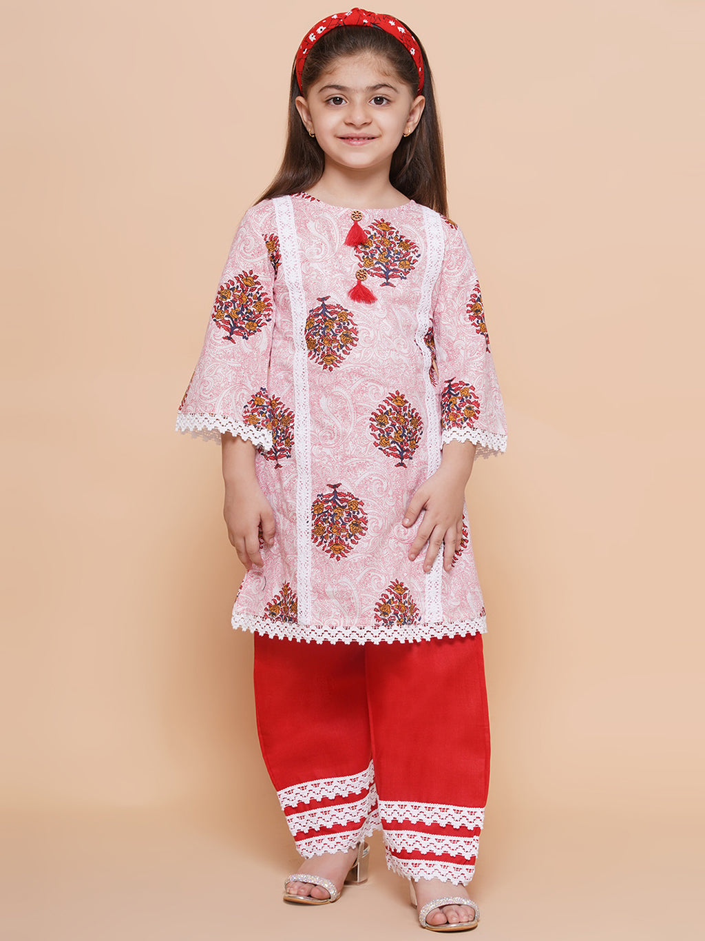 UC Cotton Woven Three Fourth Sleeves Floral Printed Kurta & Plazzoo Set