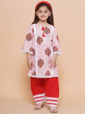 UC Cotton Woven Three Fourth Sleeves Floral Printed Kurta & Plazzoo Set
