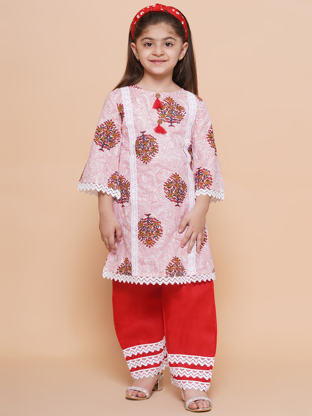 UC Cotton Woven Three Fourth Sleeves Floral Printed Kurta & Plazzoo Set