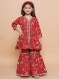 UC Cotton Woven Three Fourth Sleeves Floral printed Lace Embellished Kurta & Plazzoo Set