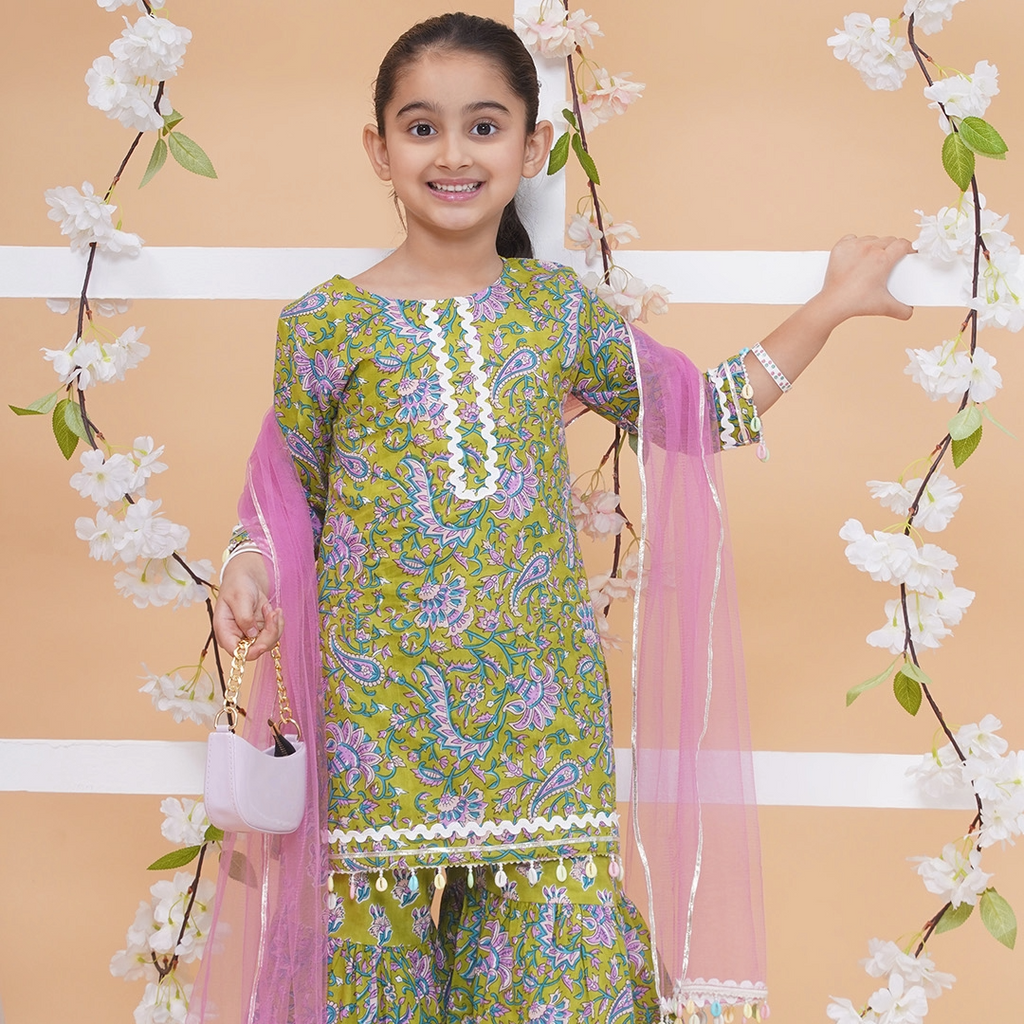 UC Printed Kurta & Sharara with Dupatta