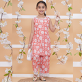 UC Printed Kurta & Plazzo Peach Floral Printed