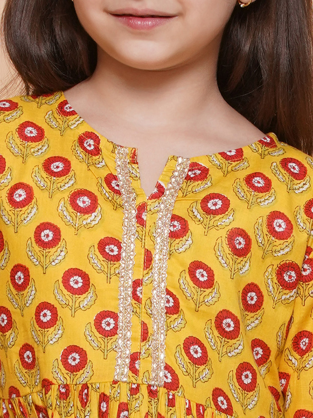 UC Cotton Woven Three Fourth Sleeves Floral Printed Kurta &Plazzoo Set