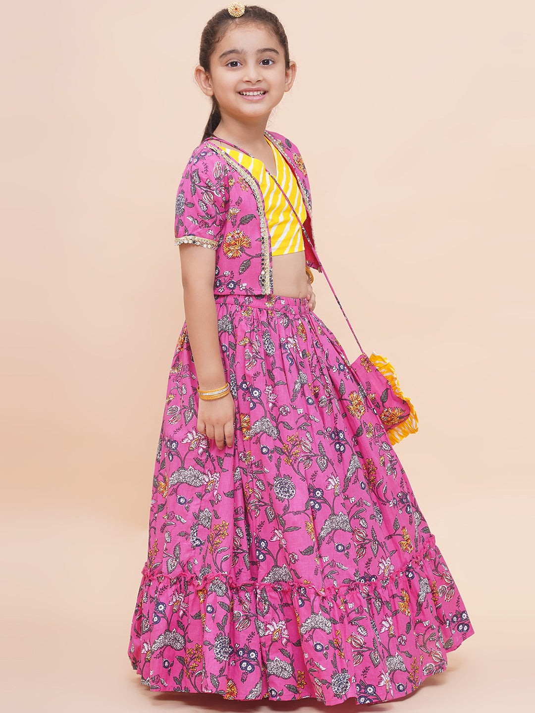 UC Embellished Lehenga Top with Jacket & Purse