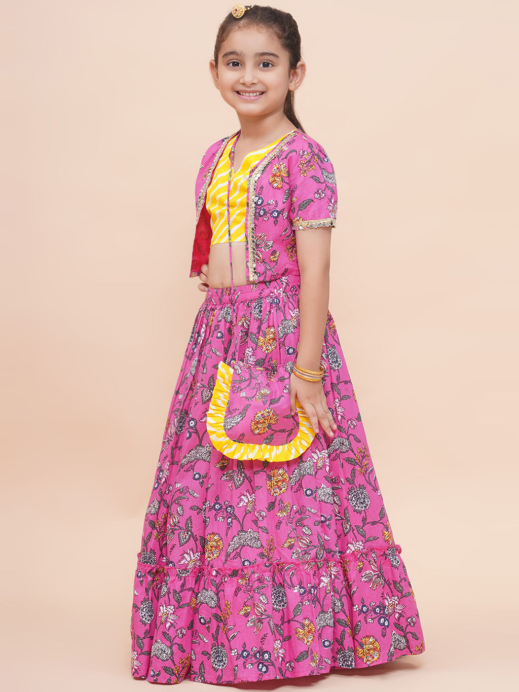 UC Embellished Lehenga Top with Jacket & Purse
