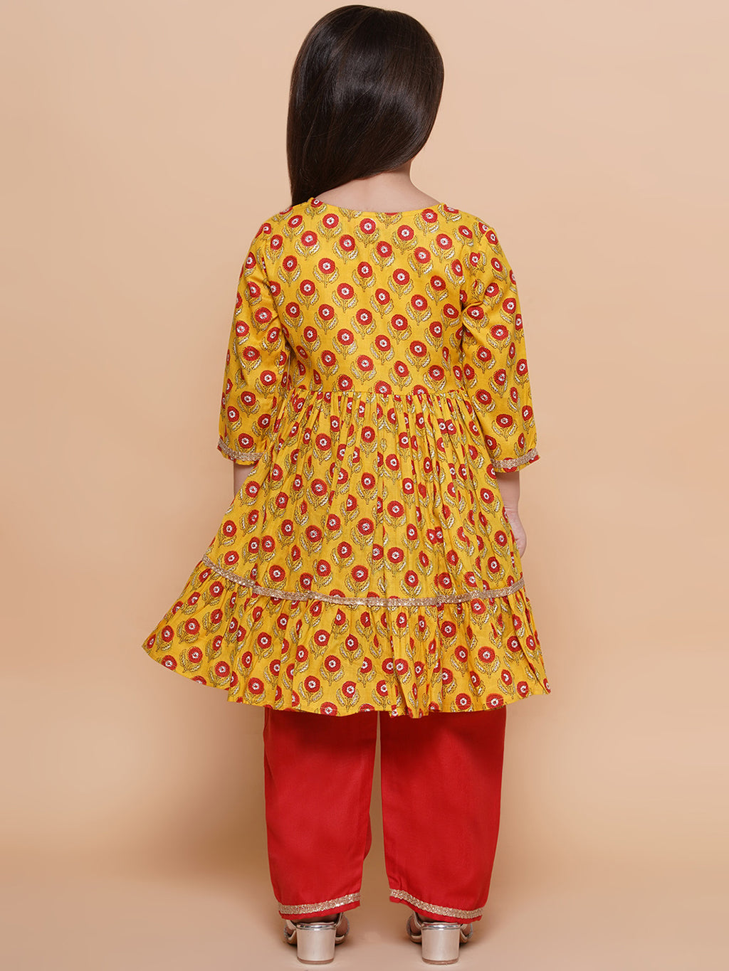UC Cotton Woven Three Fourth Sleeves Floral Printed Kurta &Plazzoo Set