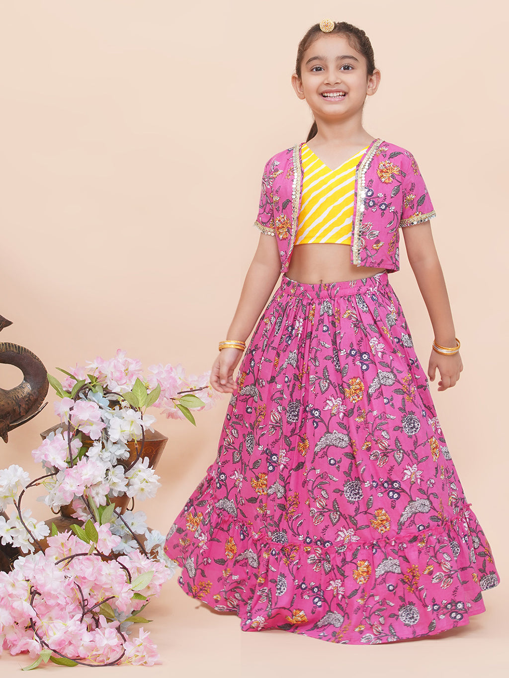 UC Embellished Lehenga Top with Jacket & Purse