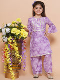 UC Cotton Woven Three Fourth Sleeves Tie Dye Printed Lace Embellished Kurta & Plazzoo Set