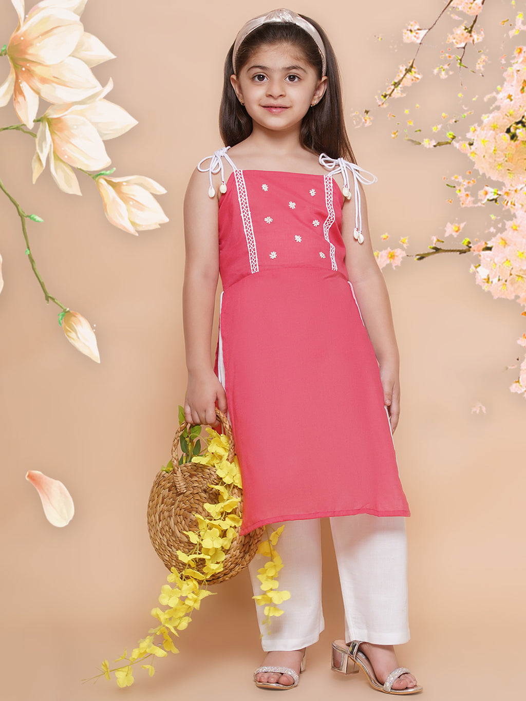 UC Cotton Woven Sleeveless Embroidered Kurta & Plazzoo