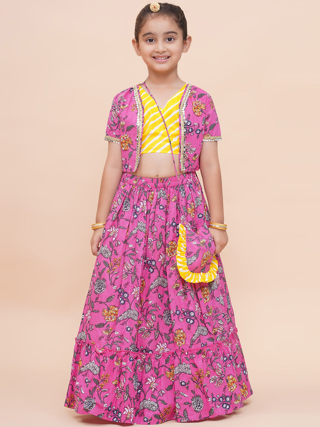 UC Embellished Lehenga Top with Jacket & Purse