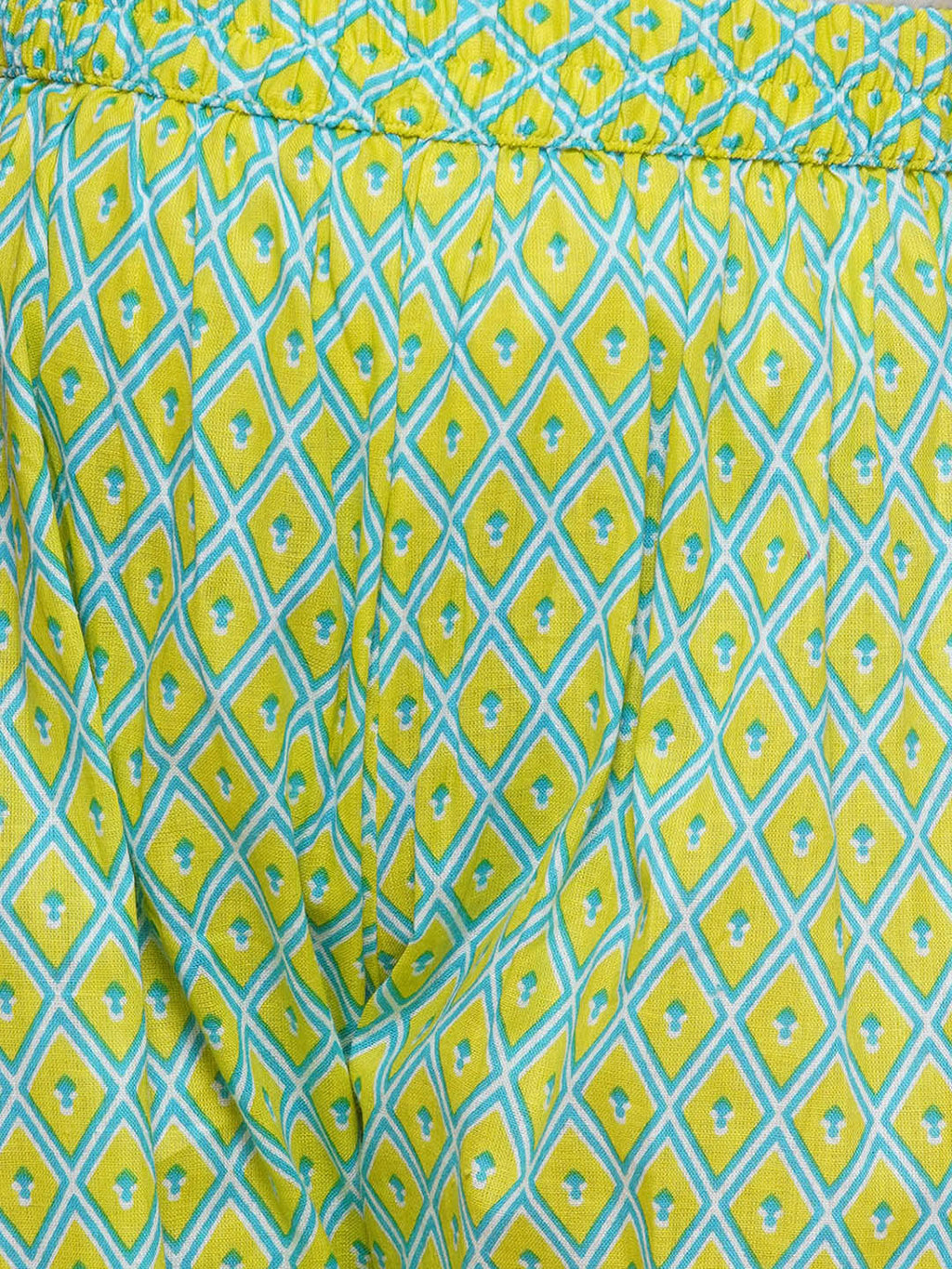 UC Cotton Woven Three Fourth Sleeves Floral Printed Kurta & Salwar Set