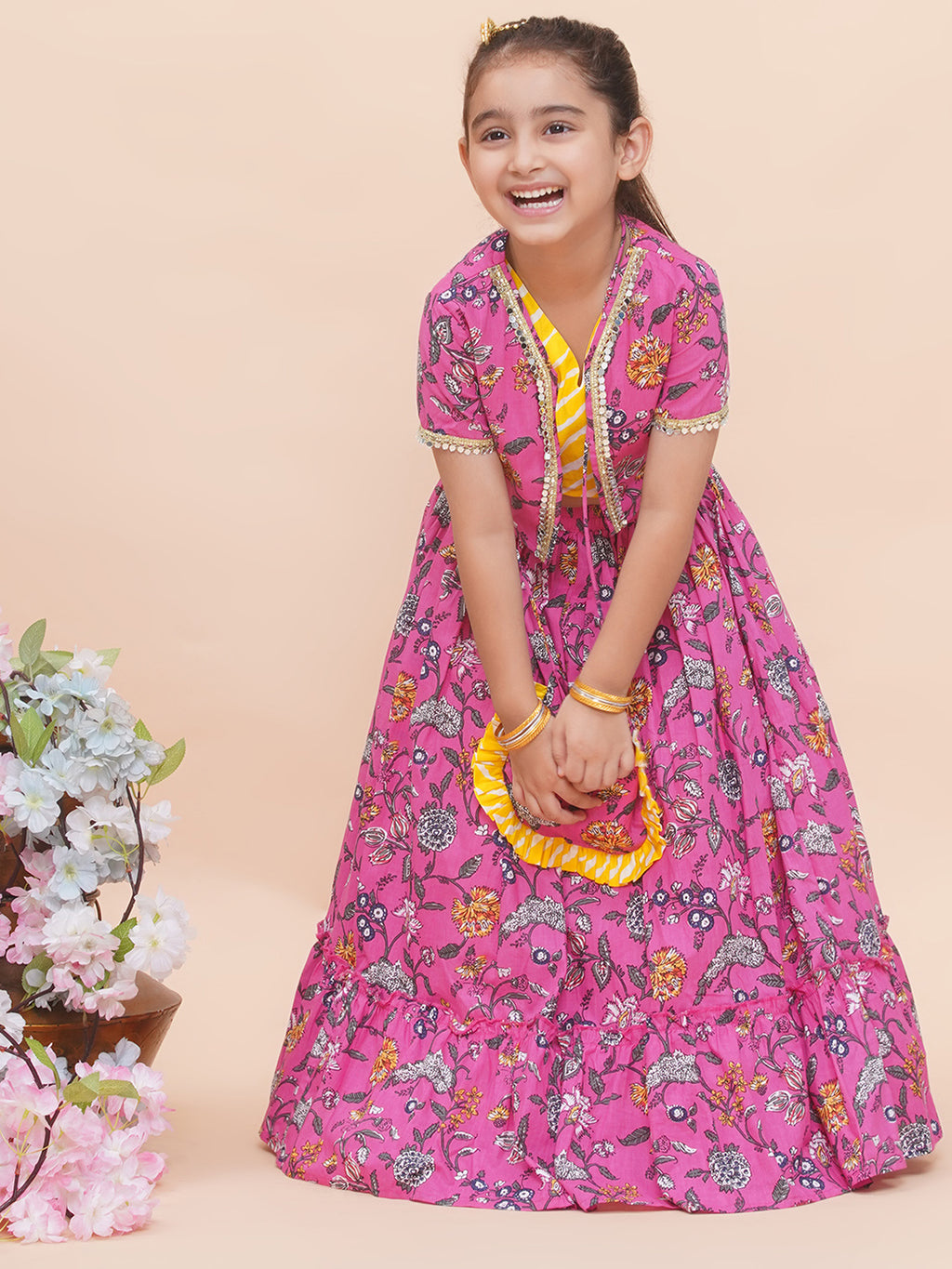 UC Embellished Lehenga Top with Jacket & Purse